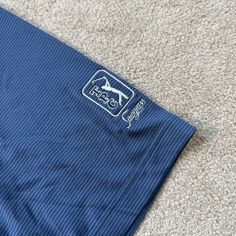 The Players TPC Sawgrass Golf Polo Shirt Sz XL Adidas Blue Striped‎